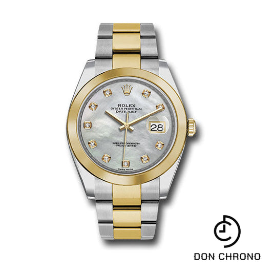 Rolex Steel and Yellow Gold Rolesor Datejust 41 Watch - Smooth Bezel - Mother-of-Pearl Diamond Dial - Oyster Bracelet - 126303 mdo