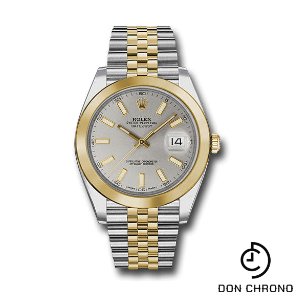Rolex Steel and Yellow Gold Rolesor Datejust 41 Watch - Smooth Bezel - Silver Index Dial - Jubilee Bracelet - 126303 sij