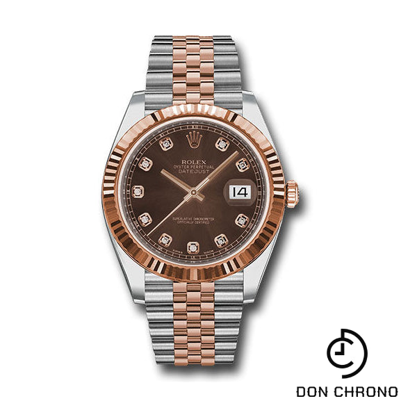 Rolex Steel and Everose Rolesor Datejust 41 Watch - Fluted Bezel - Chocolate Diamond Dial - Jubilee Bracelet - 126331 chodj