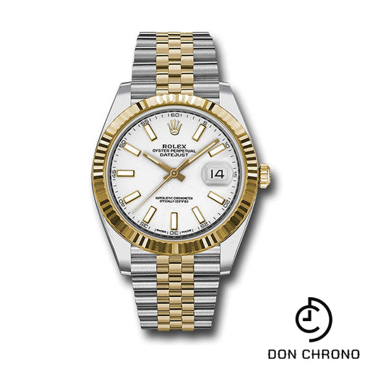 Rolex Steel and Yellow Gold Rolesor Datejust 41 Watch - Fluted Bezel - White Index Dial - Jubilee Bracelet - 126333 wij