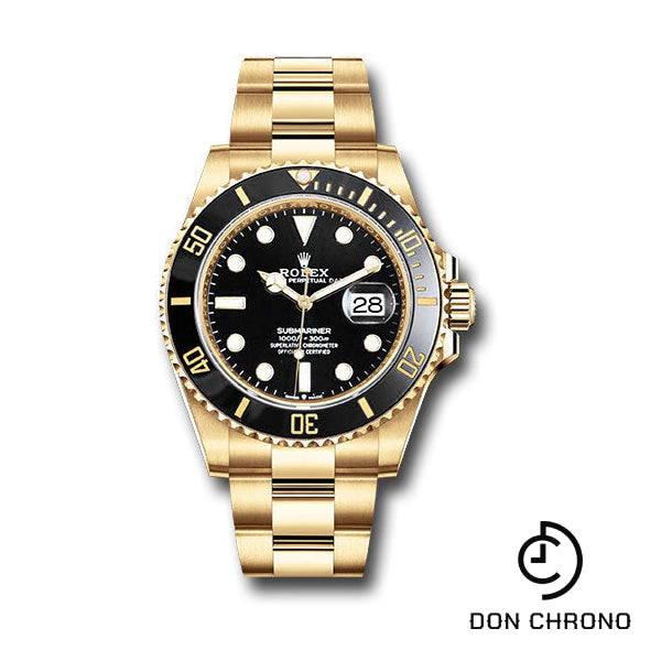 Reloj Rolex Submariner de oro amarillo con fecha - Bisel negro - Esfera negra - 126618LN