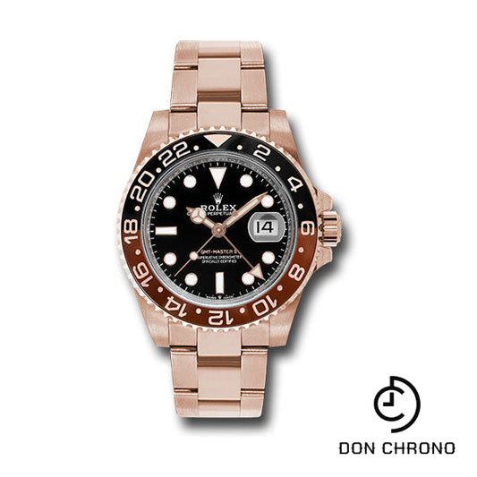 Rolex Everose GMT-Master II 40 Watch - Black And Brown Bezel - Black Dial - Oyster Bracelet - 126715CHNR bk