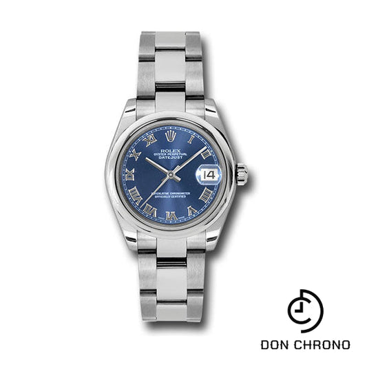 Rolex Steel Datejust 31 Watch - Domed Bezel - Blue Roman Dial - Oyster Bracelet - 178240 bro