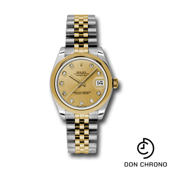 Rolex Steel and Yellow Gold Datejust 31 Watch - Domed Bezel - Champagne Diamond Dial - Jubilee Bracelet - 178243 chdj
