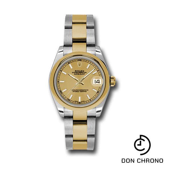 Reloj Rolex Datejust 31 de acero y oro amarillo - Bisel abovedado - Esfera con índice champán - Brazalete Oyster - 178243 chio