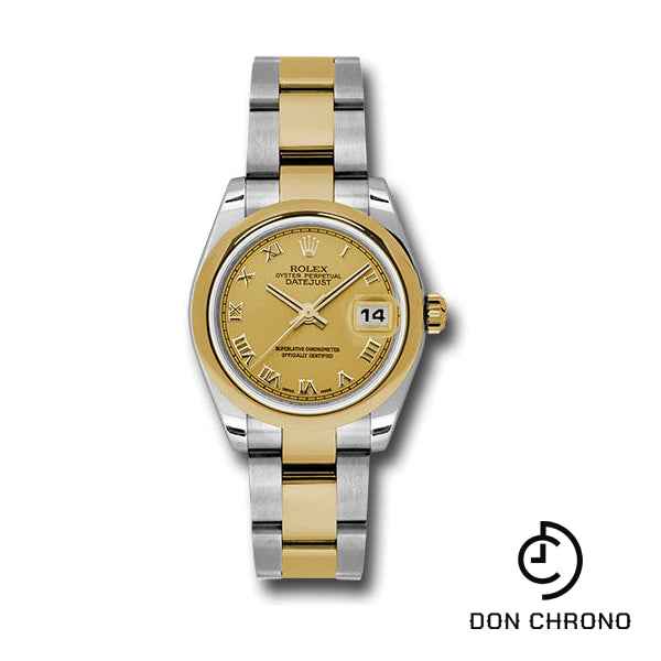 Reloj Rolex Datejust 31 de acero y oro amarillo - Bisel abovedado - Esfera romana color champán - Brazalete Oyster - 178243 chro