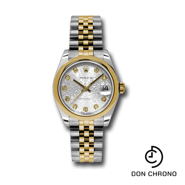 Reloj Rolex de acero y oro amarillo Datejust 31 - Bisel abovedado - Esfera de diamantes Silver Jubilee - Brazalete Jubilee - 178243 sjdj