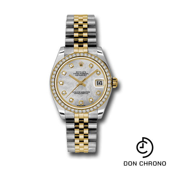 Reloj Rolex de acero y oro amarillo Datejust 31 - Bisel de 46 diamantes - Esfera de diamantes de nácar - Brazalete Jubilee - 178383 mdj