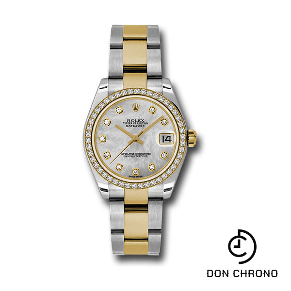Reloj Rolex Datejust 31 de acero y oro amarillo - Bisel de 46 diamantes - Esfera de diamantes de nácar - Brazalete Oyster - 178383 mdo