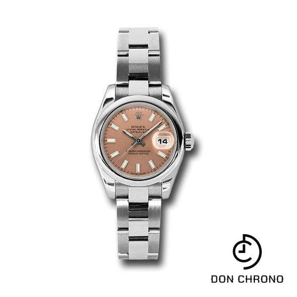 Reloj Rolex Steel Lady-Datejust 26 - Bisel abovedado - Esfera con índice rosa/cobre - Brazalete Oyster - 179160 pso