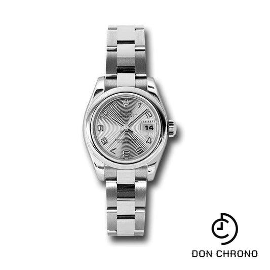 Rolex Steel Lady-Datejust 26 Watch - Domed Bezel - Silver Concentric Arabic Dial - Oyster Bracelet - 179160 scao