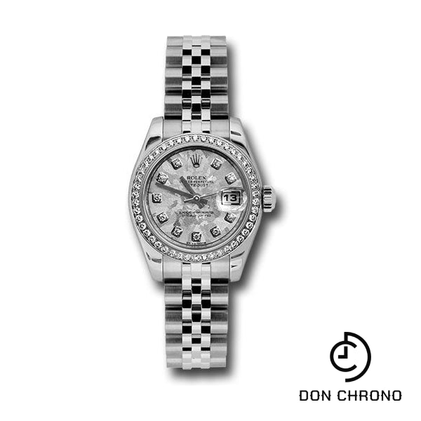 Reloj Rolex Lady Datejust 26 de acero y oro blanco - Bisel de 46 diamantes - Esfera de diamantes de cristal de oro blanco - Brazalete Jubilee - 179384 gcdj