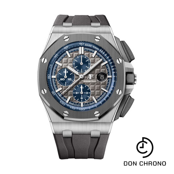 Audemars Piguet Royal Oak Offshore Selfwinding Chronograph Watch - 44mm Titanium Ceramic Case - Grey and Blue Dial - Grey Rubber Strap - 26400IO.OO.A004CA.02