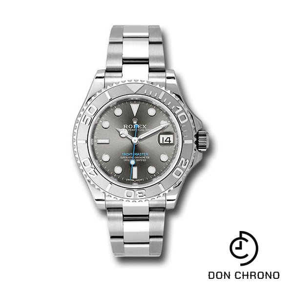 Reloj Rolex de acero y platino Rolesium Yacht-Master 37 - Esfera de rodio oscuro - 268622 dkrh