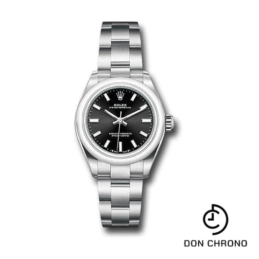 Reloj Rolex Oyster Perpetual 28 - Bisel abovedado - Esfera de índice negro - Brazalete Oyster - 276200 bkio