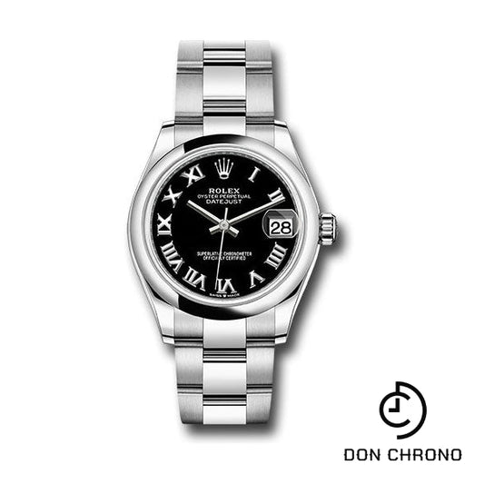 Reloj Rolex Datejust 31 de acero y oro blanco - Bisel abovedado - Esfera romana negra - Brazalete Oyster - 278240 bkro