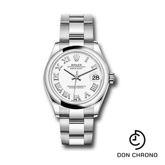 Rolex Steel and White Gold Datejust 31 Watch - Domed Bezel - White Roman Dial - Oyster Bracelet - 278240 wro