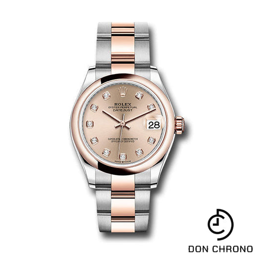 Rolex Steel and Everose Gold Datejust 31 Watch - Domed Bezel - Chocolate Diamond Dial - Oyster Bracelet - 278241 rodo
