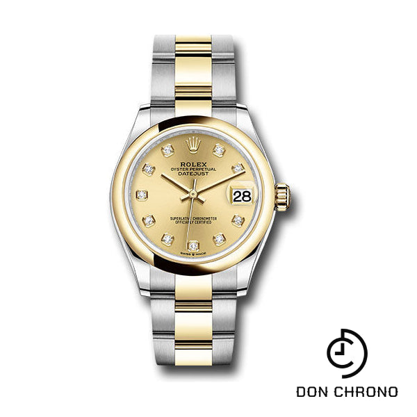 Reloj Rolex Datejust 31 de acero y oro amarillo - Bisel abovedado - Esfera de diamantes color champán - Brazalete Oyster - 278243 chdo