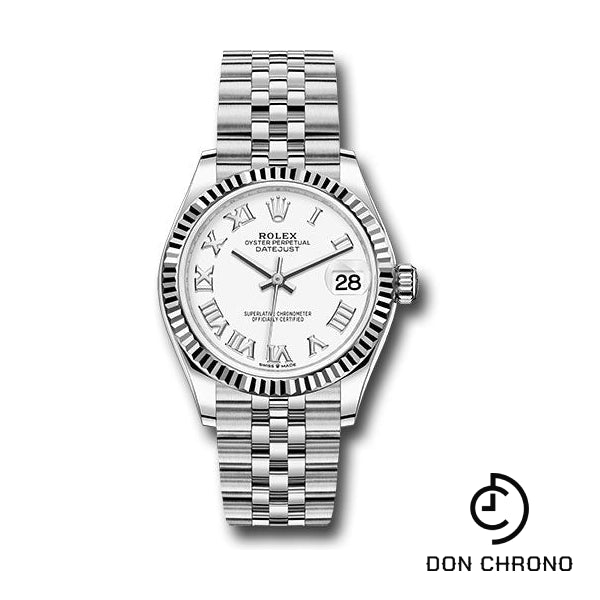 Reloj Rolex Datejust 31 de acero y oro blanco - Bisel estriado - Esfera romana blanca - Brazalete Jubilee - 278274 wrj