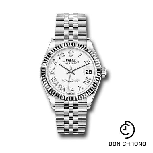 Rolex Steel and White Gold Datejust 31 Watch - Fluted Bezel - White Roman Dial - Jubilee Bracelet - 278274 wrj