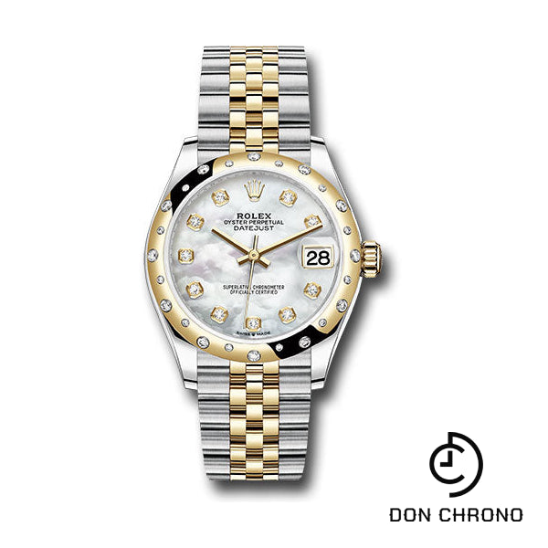 Reloj Rolex Datejust 31 de acero y oro amarillo - Bisel de diamantes abovedado - Esfera de diamantes de nácar - Brazalete Jubilee - 278343 mdj