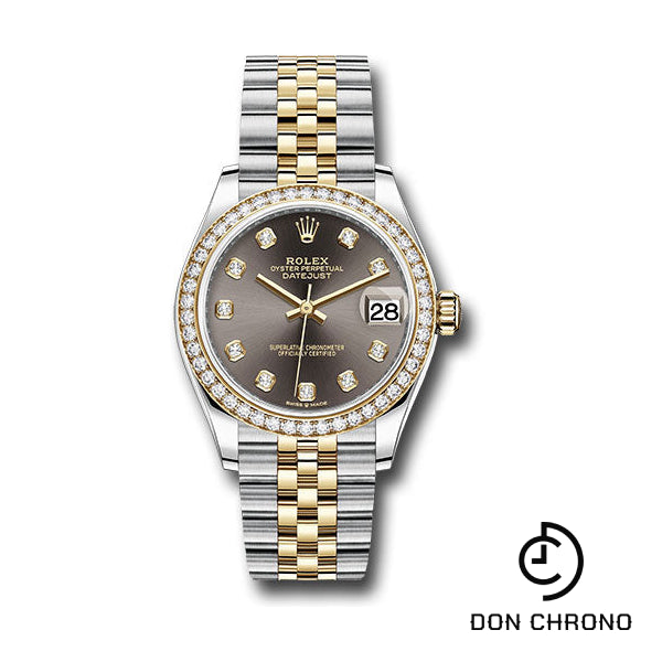Reloj Rolex Datejust 31 de acero y oro amarillo - Bisel de diamantes - Esfera de diamantes gris oscuro - Brazalete Jubilee - 278383RBR dkgdj