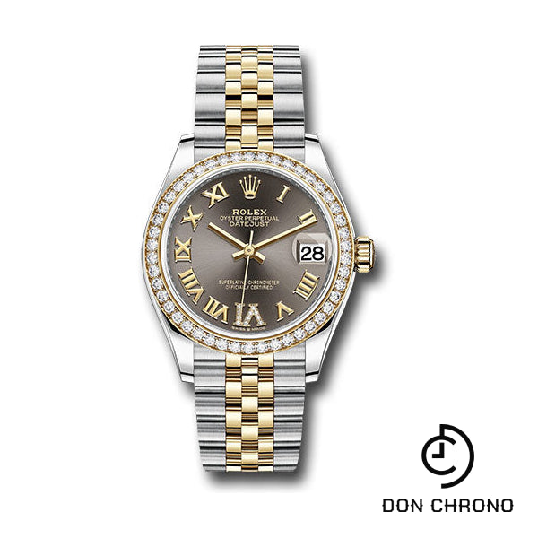 Reloj Rolex Datejust 31 de acero y oro amarillo - Bisel de diamantes - Esfera Roman Six de diamantes gris oscuro - Brazalete Jubilee - 278383RBR dkgdr6j