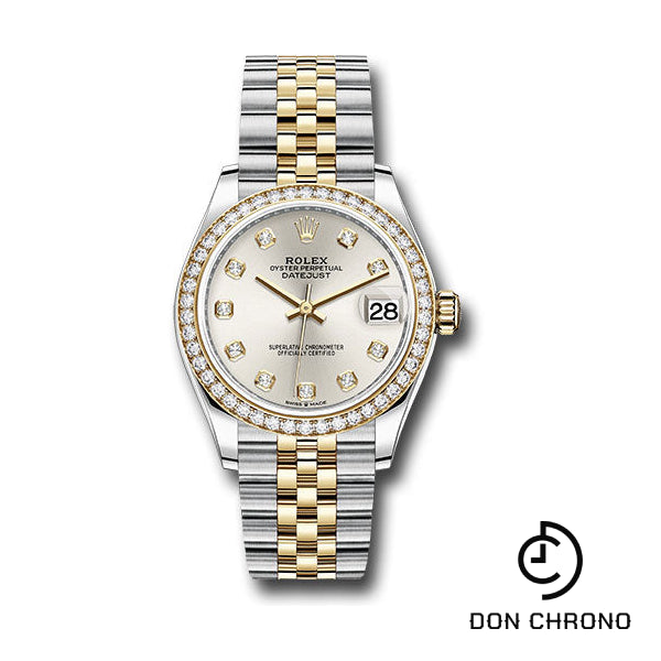 Reloj Rolex Datejust 31 de acero y oro amarillo - Bisel de diamantes - Esfera de diamantes plateada - Brazalete Jubilee - 278383RBR sdj
