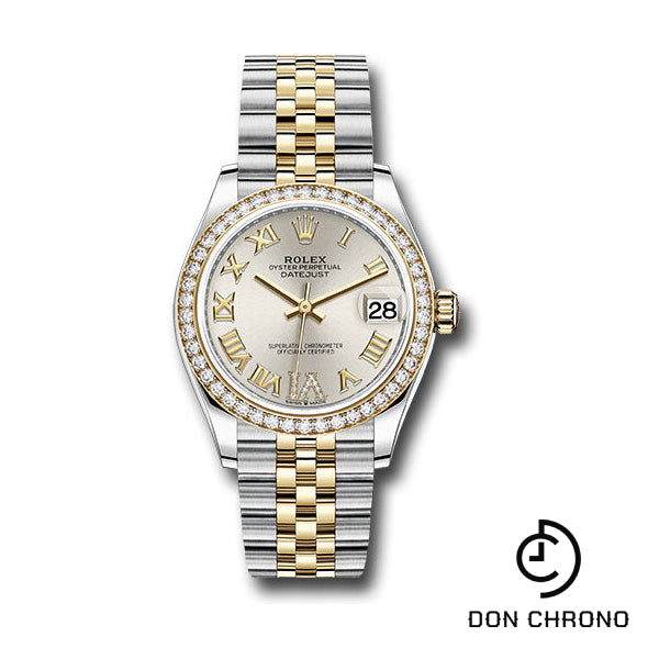 Reloj Rolex Datejust 31 de acero y oro amarillo - Bisel de diamantes - Esfera romana de seis diamantes plateados - Brazalete Jubilee - 278383RBR sdr6j