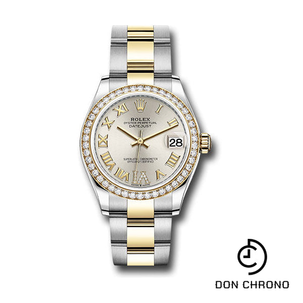 Reloj Rolex Datejust 31 de acero y oro amarillo - Bisel de diamantes - Esfera romana de seis diamantes plateados - Brazalete Oyster - 278383RBR sdr6o