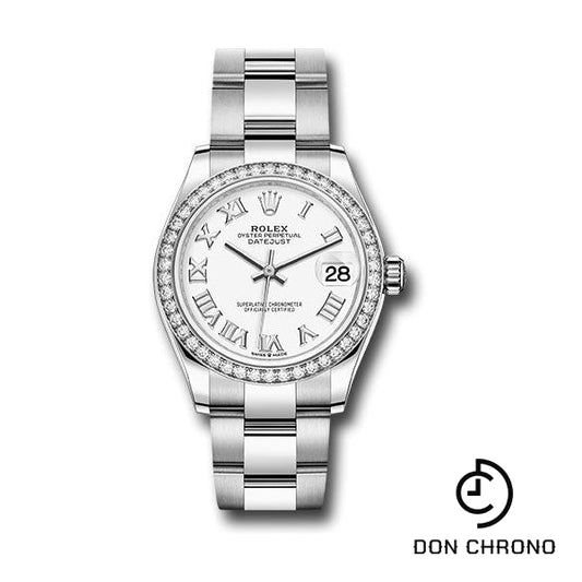 Reloj Rolex Datejust 31 de acero y oro blanco - Bisel de diamantes - Esfera romana blanca - Brazalete Oyster - 278384RBR wro