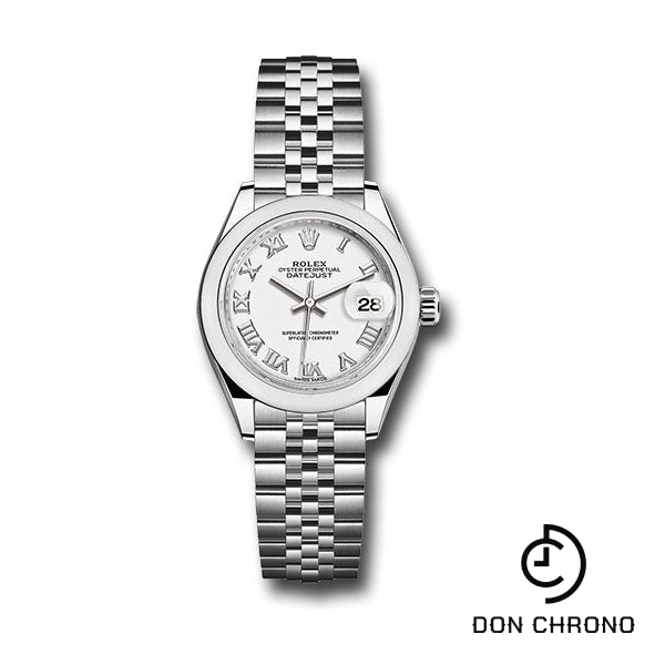 Reloj Rolex Steel Lady-Datejust 28 - Bisel abovedado - Esfera romana blanca - Brazalete Jubilee - 279160 wrj
