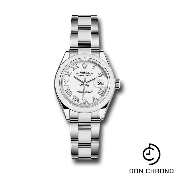 Reloj Rolex Steel Lady-Datejust 28 - Bisel abovedado - Esfera romana blanca - Brazalete Oyster - 279160 wro