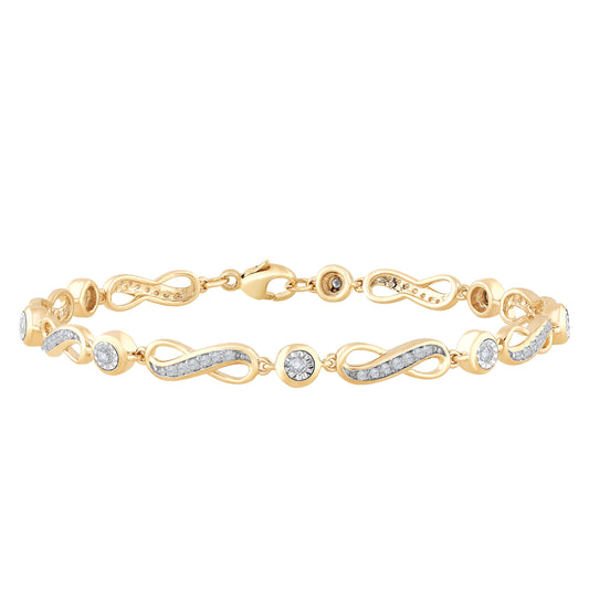 Elegante pulsera infinita de diamantes - Oro amarillo de 10 quilates, diamantes de 0,50 quilates