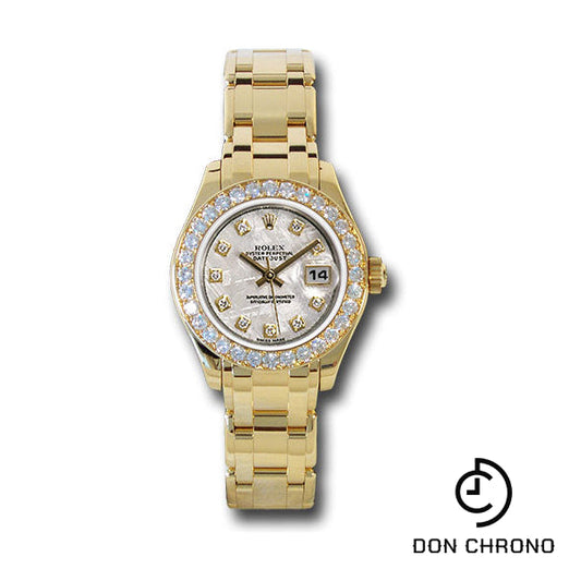 Reloj Rolex Lady-Datejust Pearlmaster 29 de oro amarillo - Bisel de 32 diamantes - Esfera de diamantes meteorito - 80298 mtd