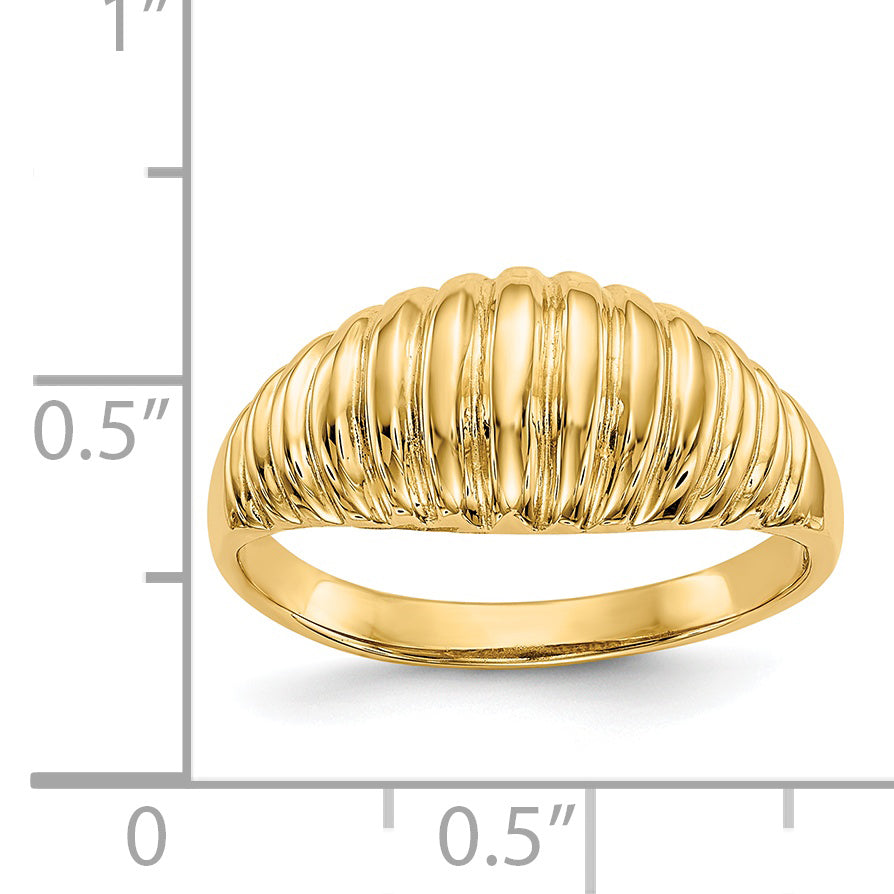 14k High Polished Ribbed Dome Ring