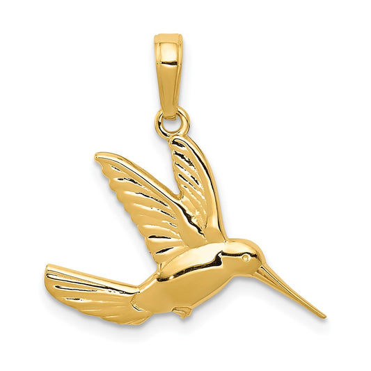 14k Hummingbird in Flight Pendant