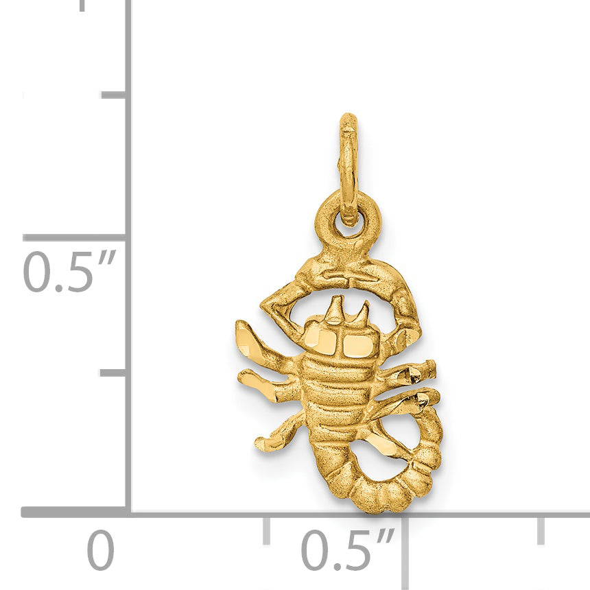 14k Satin Diamond-cut Scorpio Zodiac Charm