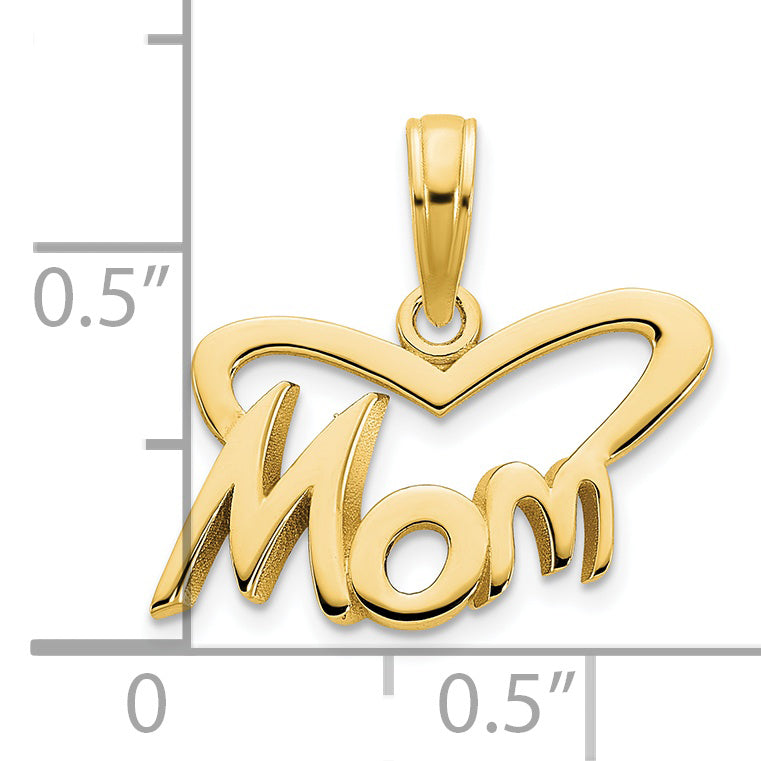 14k MOM Heart Pendant