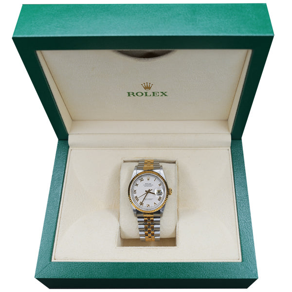 ROLEX DATEJUST TWO TONE WHITE FACE ROMANX - 16233