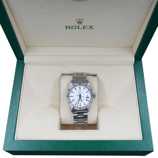 ROLEX DATE SILVER WHITE FACE ROMANX - 1501