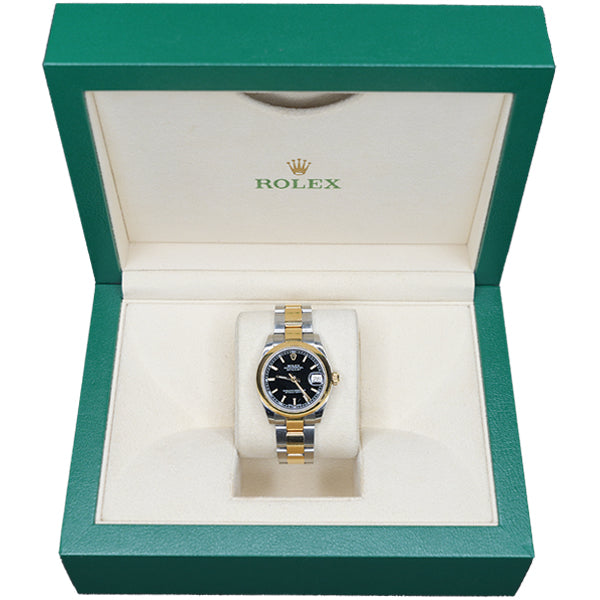 ROLEX DATEJUST TWO TONE BLACK FACE ROMANX - 178243