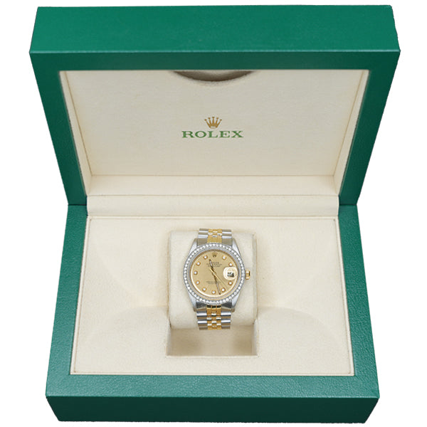 ROLEX DATEJUST TWO TONE GOLD FACE STONE - 1601