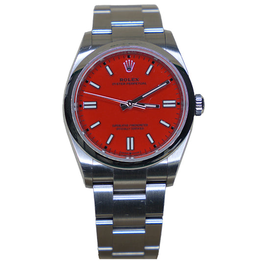 ROLEX OYSTER PERPETUAL SILVER RED FACE - 126000