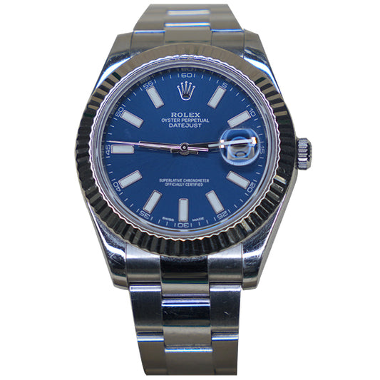 ROLEX DATEJUST SILVER BLUE FACE - 116334