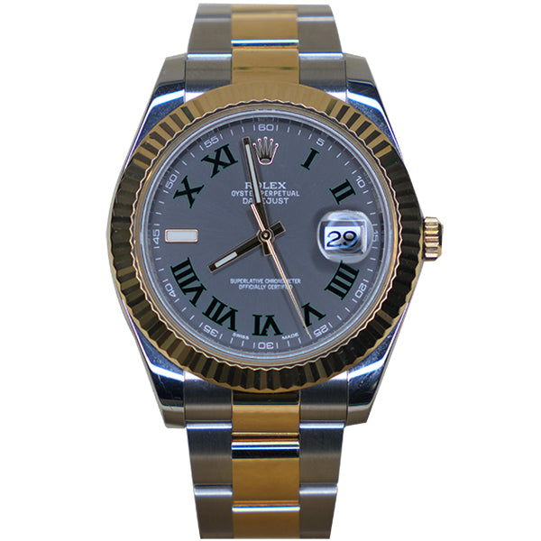 ROLEX DATEJUST TWO TONE GREY FACE ROMANX - 116383