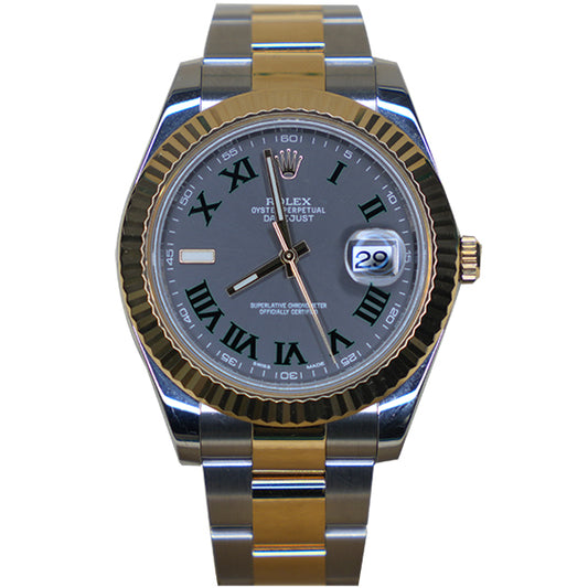 ROLEX DATEJUST TWO TONE GREY FACE ROMANX - 116383