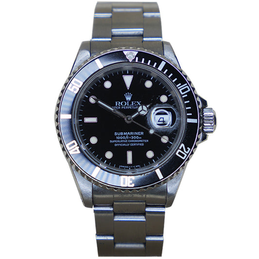 ROLEX SUBMARINER SILVER BLACK FACE - 16610