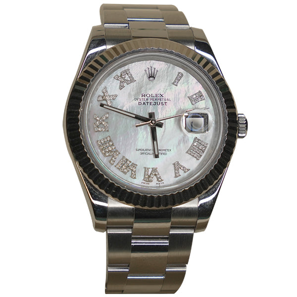 ROLEX DATEJUST SILVER PEARL FACE ROMANX